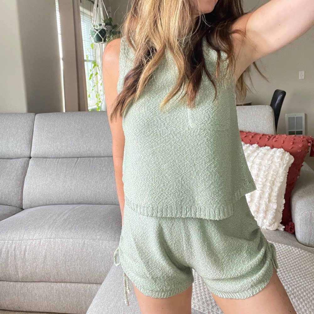 Sage Knit 2 piece Set Shorts Tank
